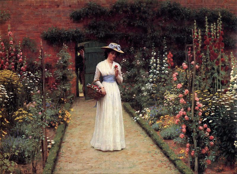 Edmund Blair Leighton Lady in a Garden Norge oil painting art